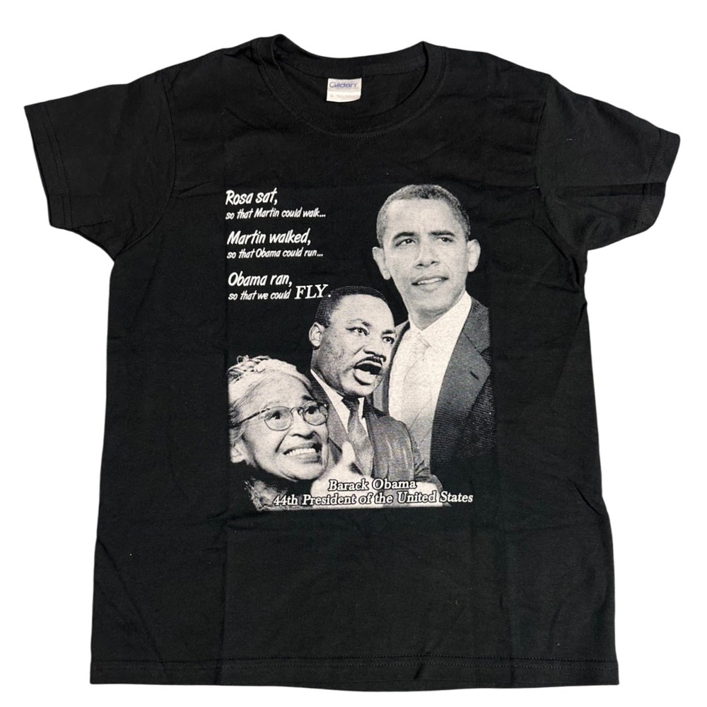 Vintage Black Rosa Parks Martin Luther‎ King Jr Barack Obama T Shirt Size S